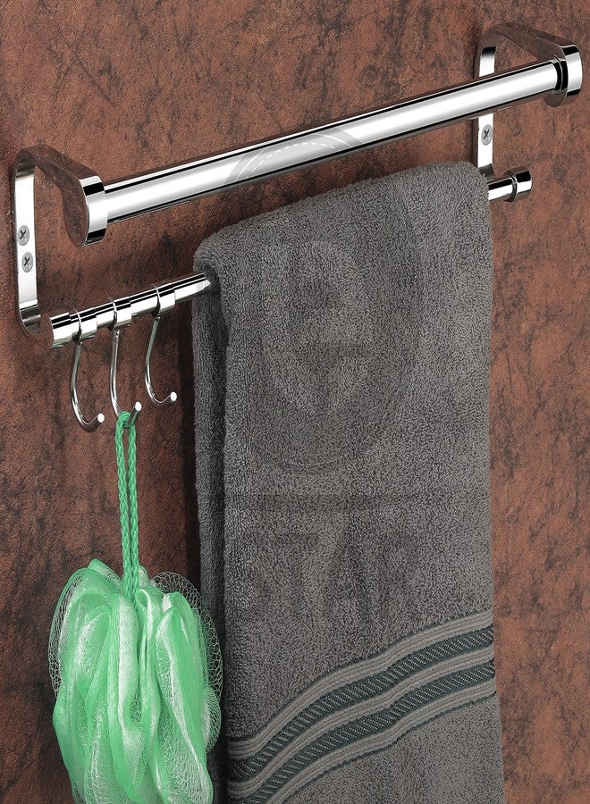 iSTAR L Shape Double Rod Towel Rod Silver Towel Holder 24 inch Longer 2 Bar Towel Rod, Stainless Steel - Image 1